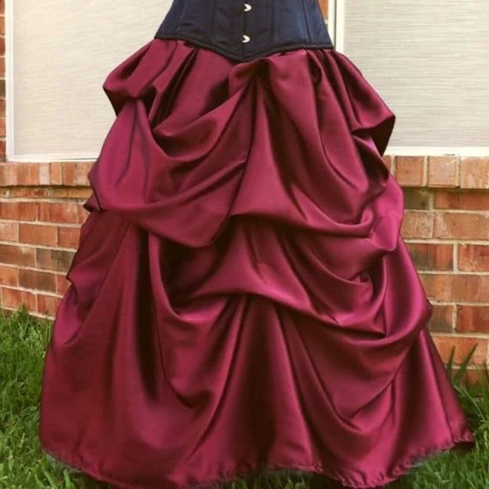 Burgundy Skirt Gothic Renaissance Bustle Victorian Fits Small to Large